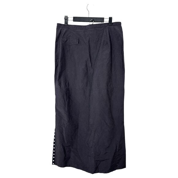 Bebe Sport BBSP Vintage Tear Away Slit Black Grunge Goth Maxi Skirt Size Medium - Picture 2 of 5